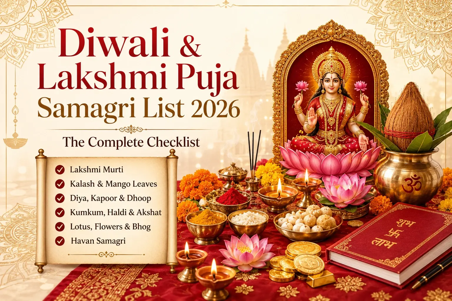 Diwali & Lakshmi Puja Samagri List 2026 — The Complete Checklist